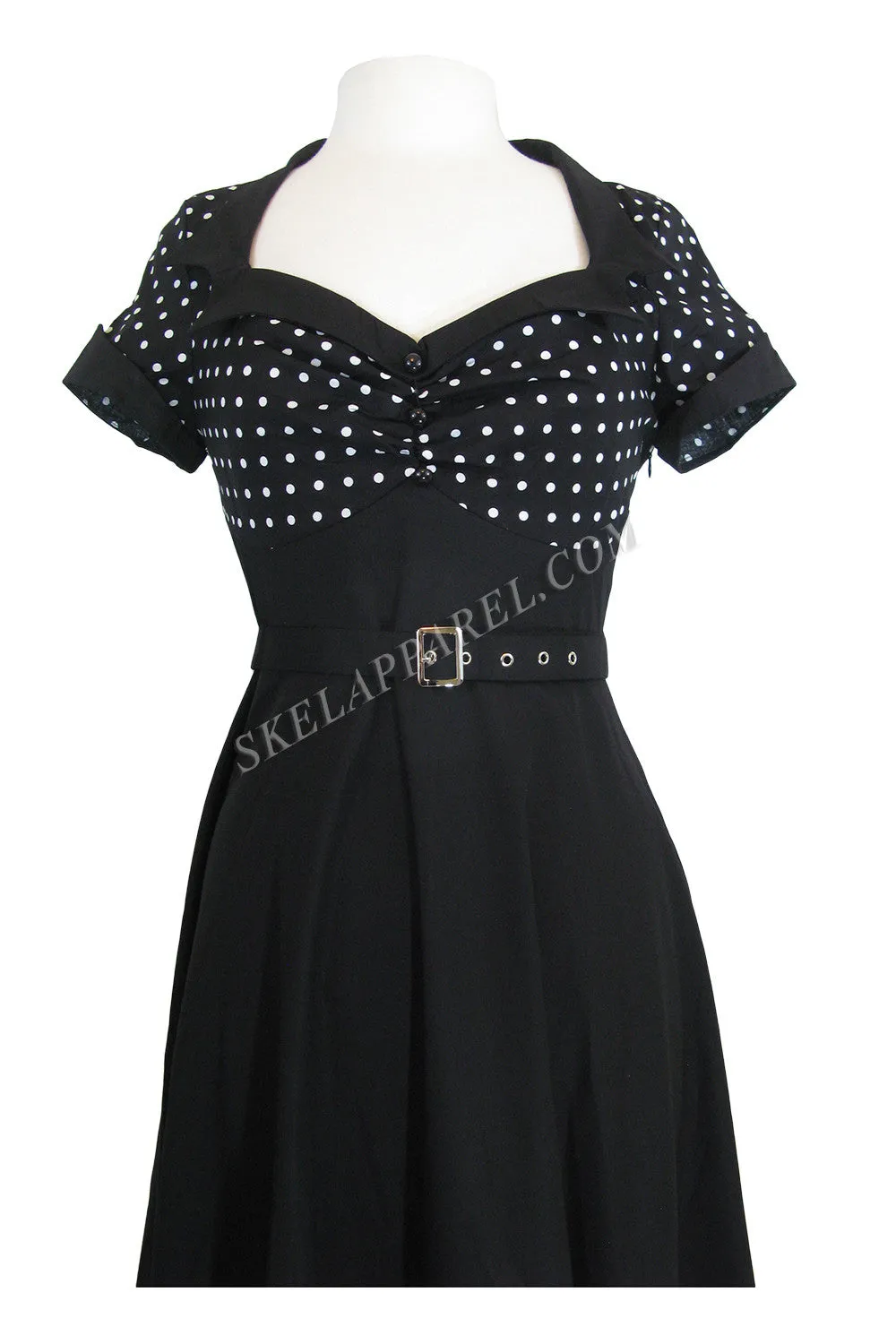 60s Vintage Retro Polka Dot Flare Party Dress Plus Sizes  – Two-Tone High Waist