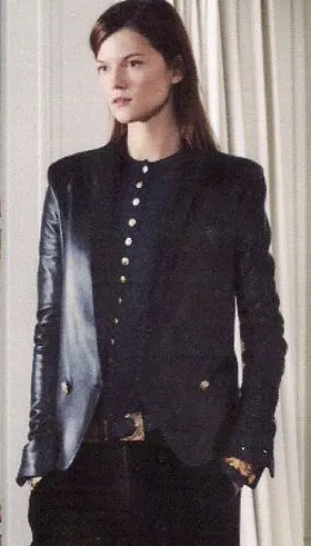 Balmain - Black Leather Blazer Gold Buttons - FR 42