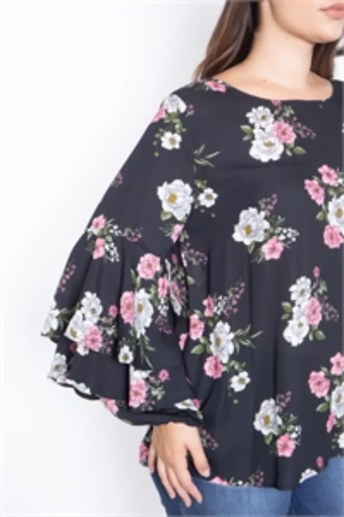 BLACK FLORAL TOP