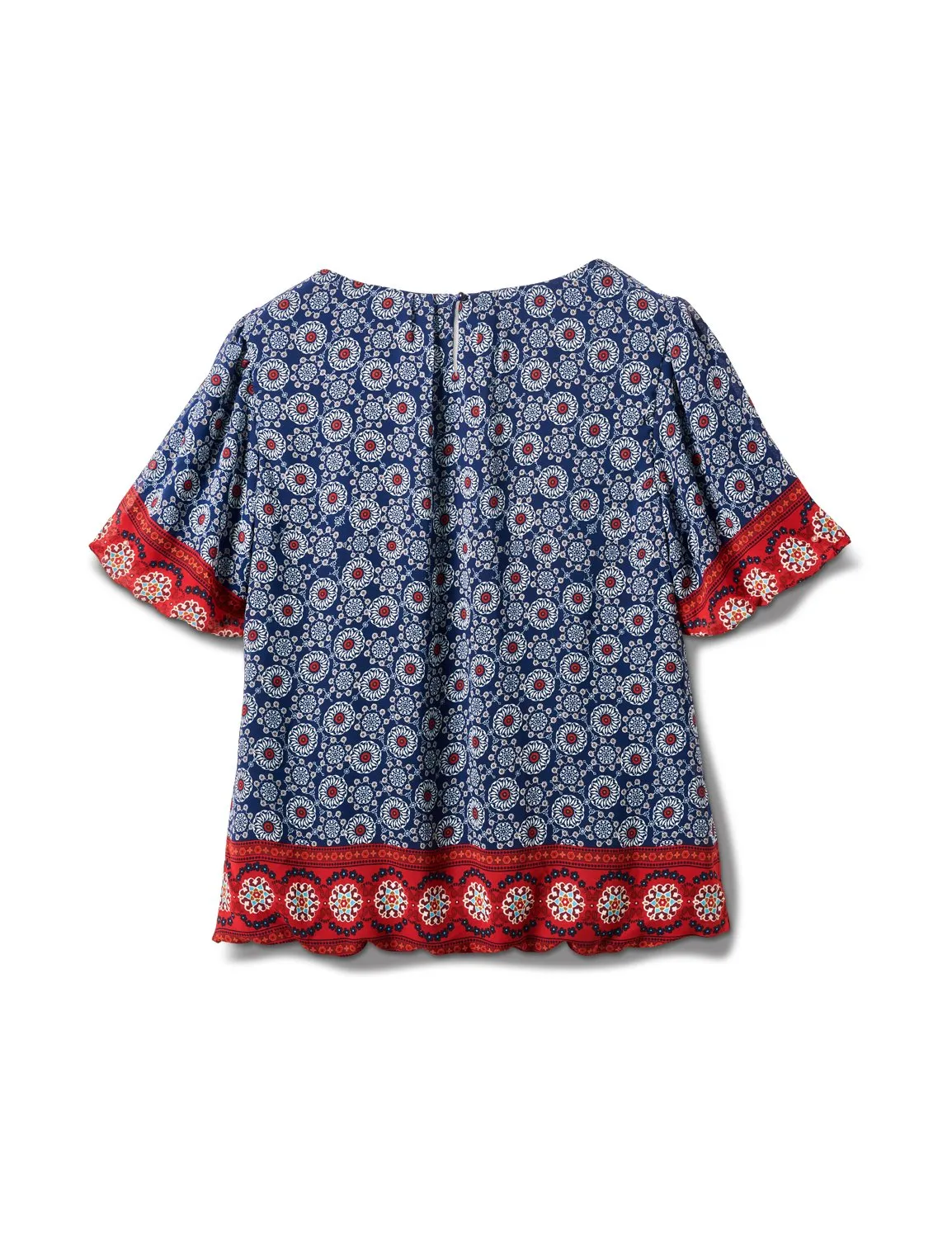 Border Print Bubble Hem Blouse