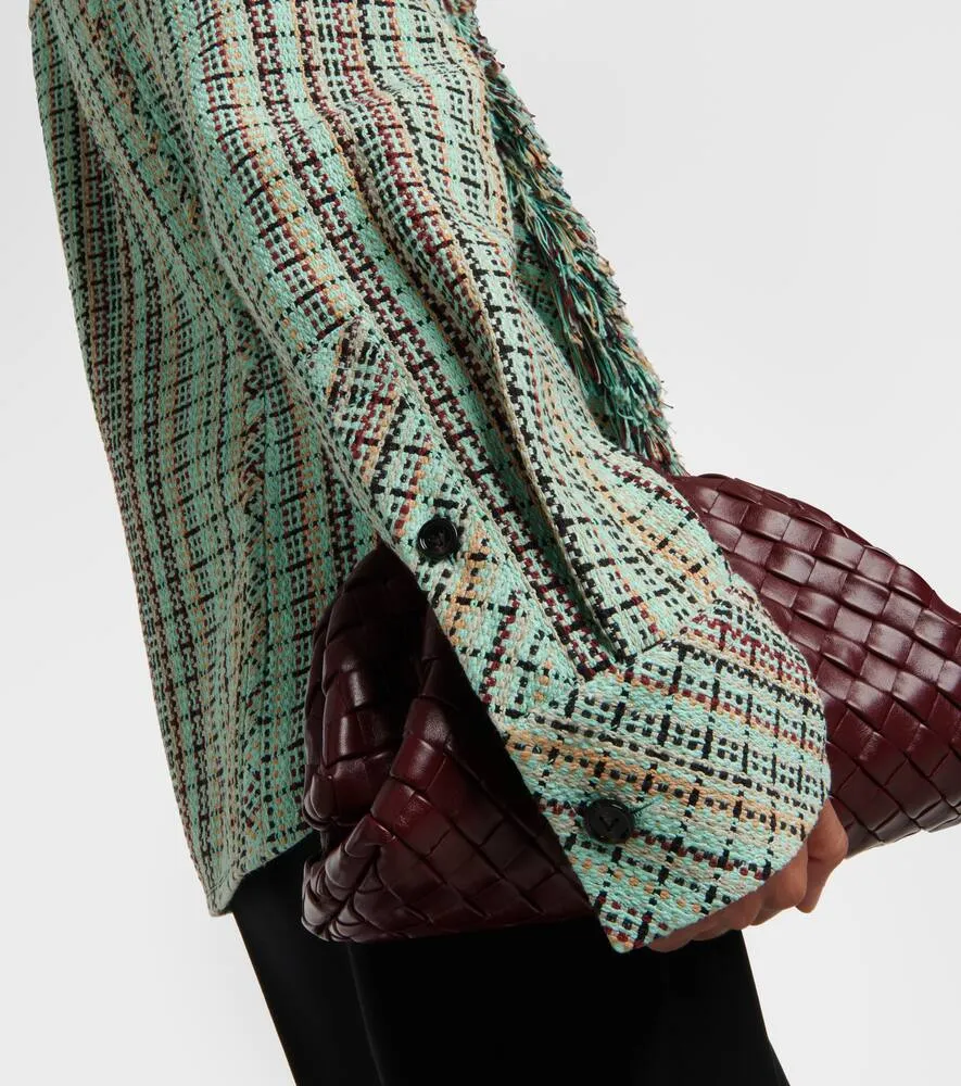Bottega Veneta Fringed checked cotton-blend jacket