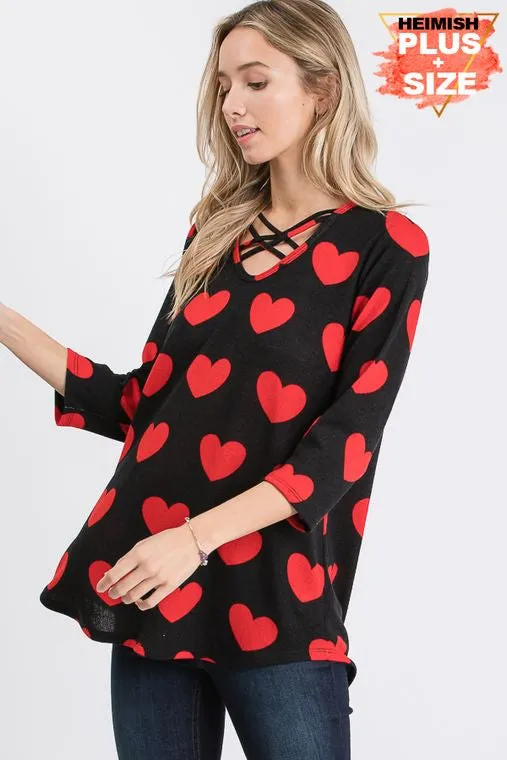 Candy Heart Crush Criss Cross Chest Top