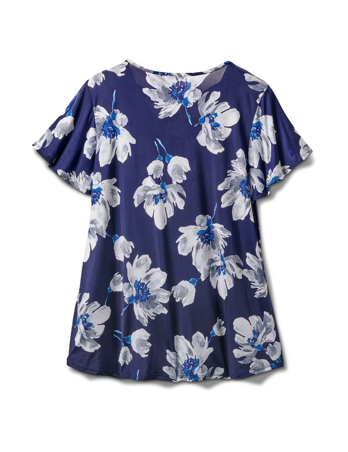 Criss Cross Neck Floral Knit Top