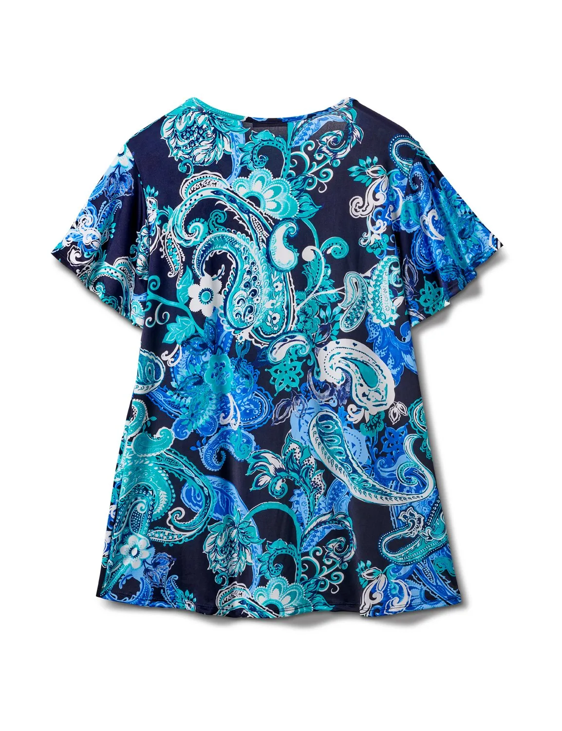 Criss Cross Neck Paisley Knit Top