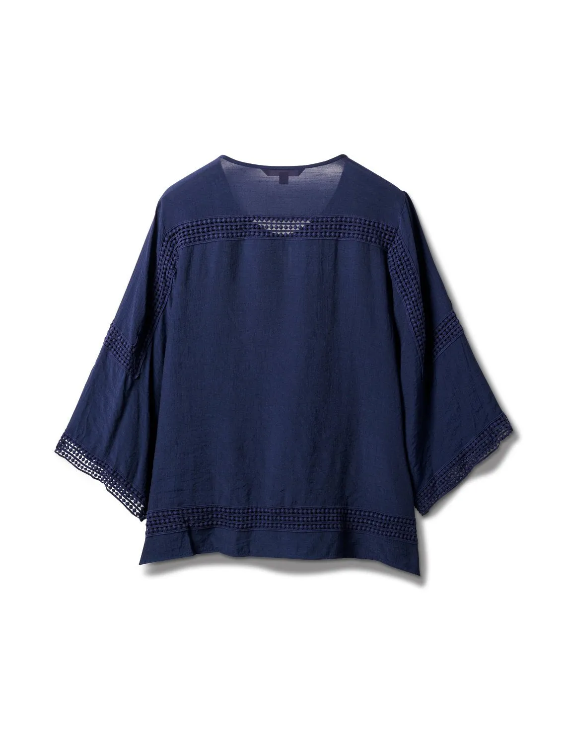 Crochet Trim Tassel Textured Blouse