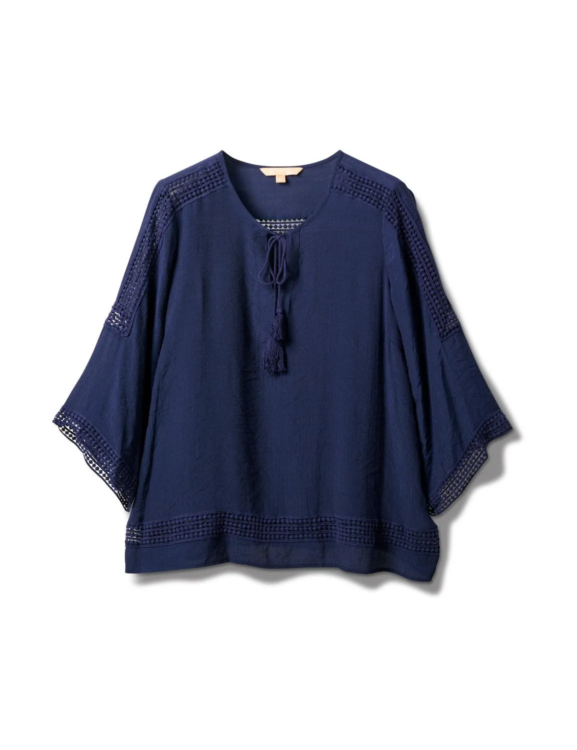 Crochet Trim Tassel Textured Blouse