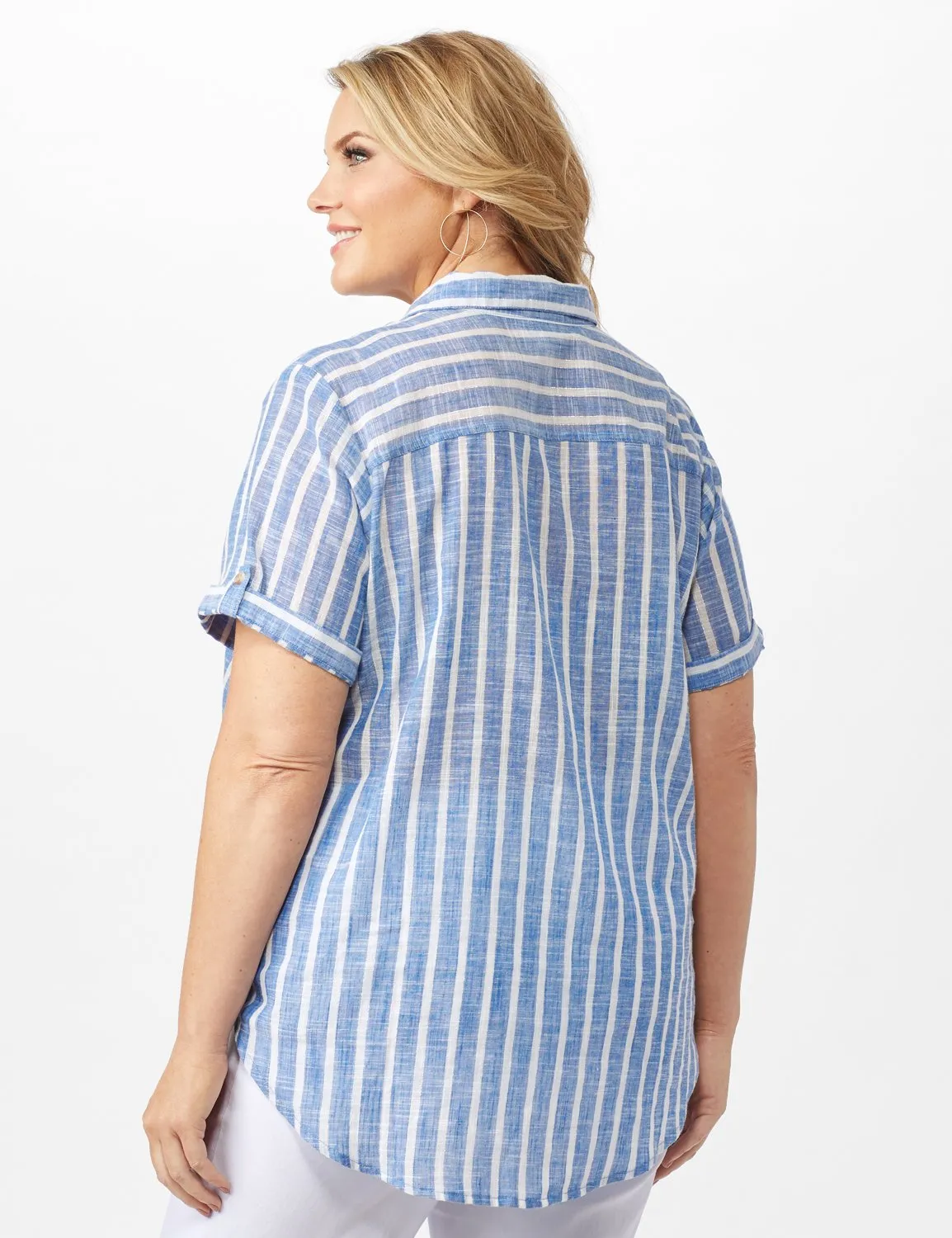 Dressbarn Lurex Stripe 1 Pocket Shirt