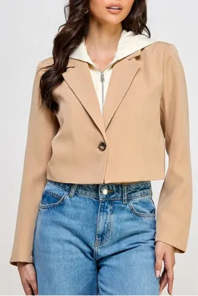 First Class Cropped Hoodie Blazer