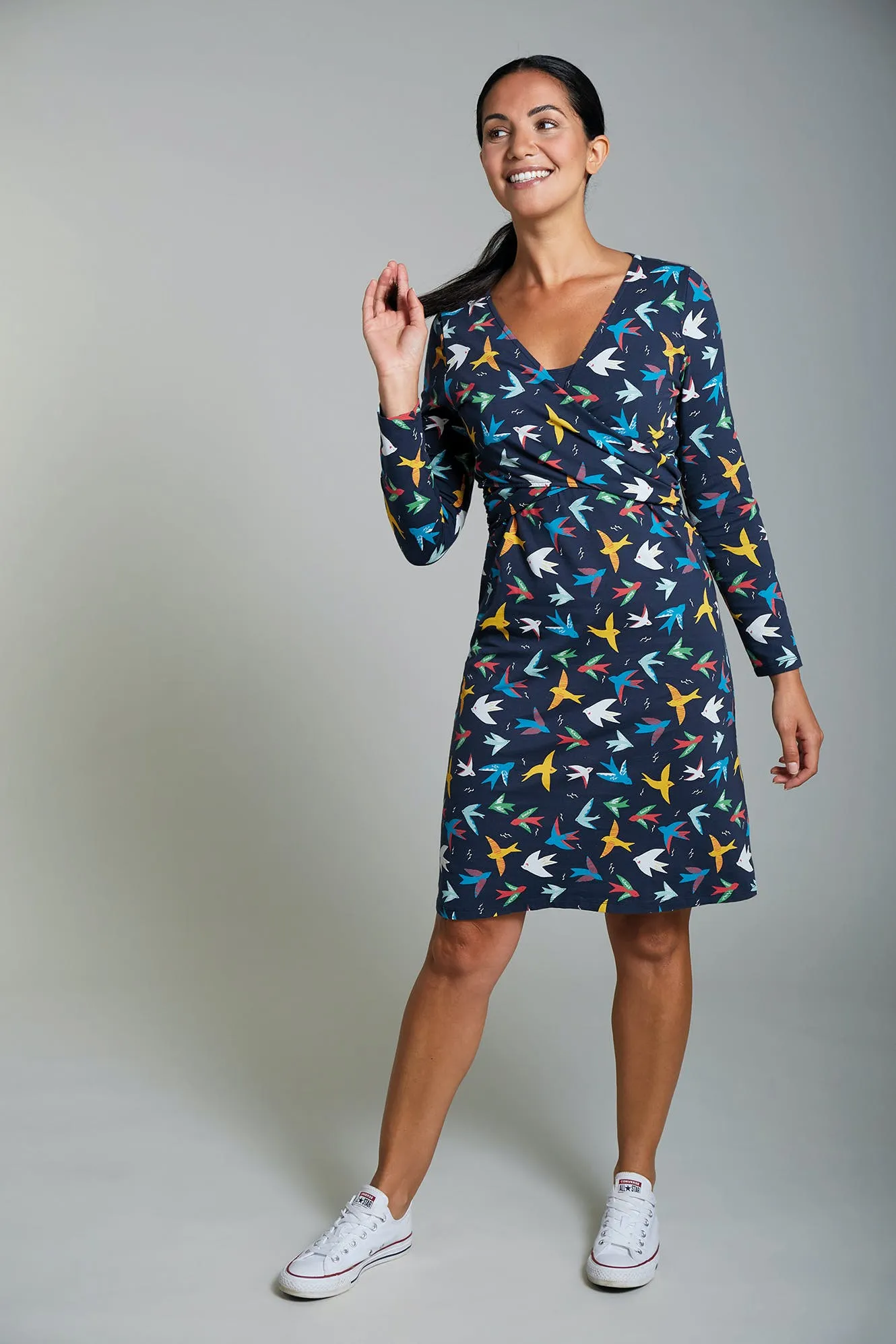 Frugi Alanis Maternity & Nursing Dress - Rainbow Birds