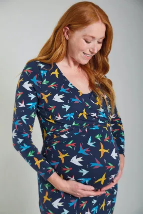 Frugi Alanis Maternity & Nursing Dress - Rainbow Birds