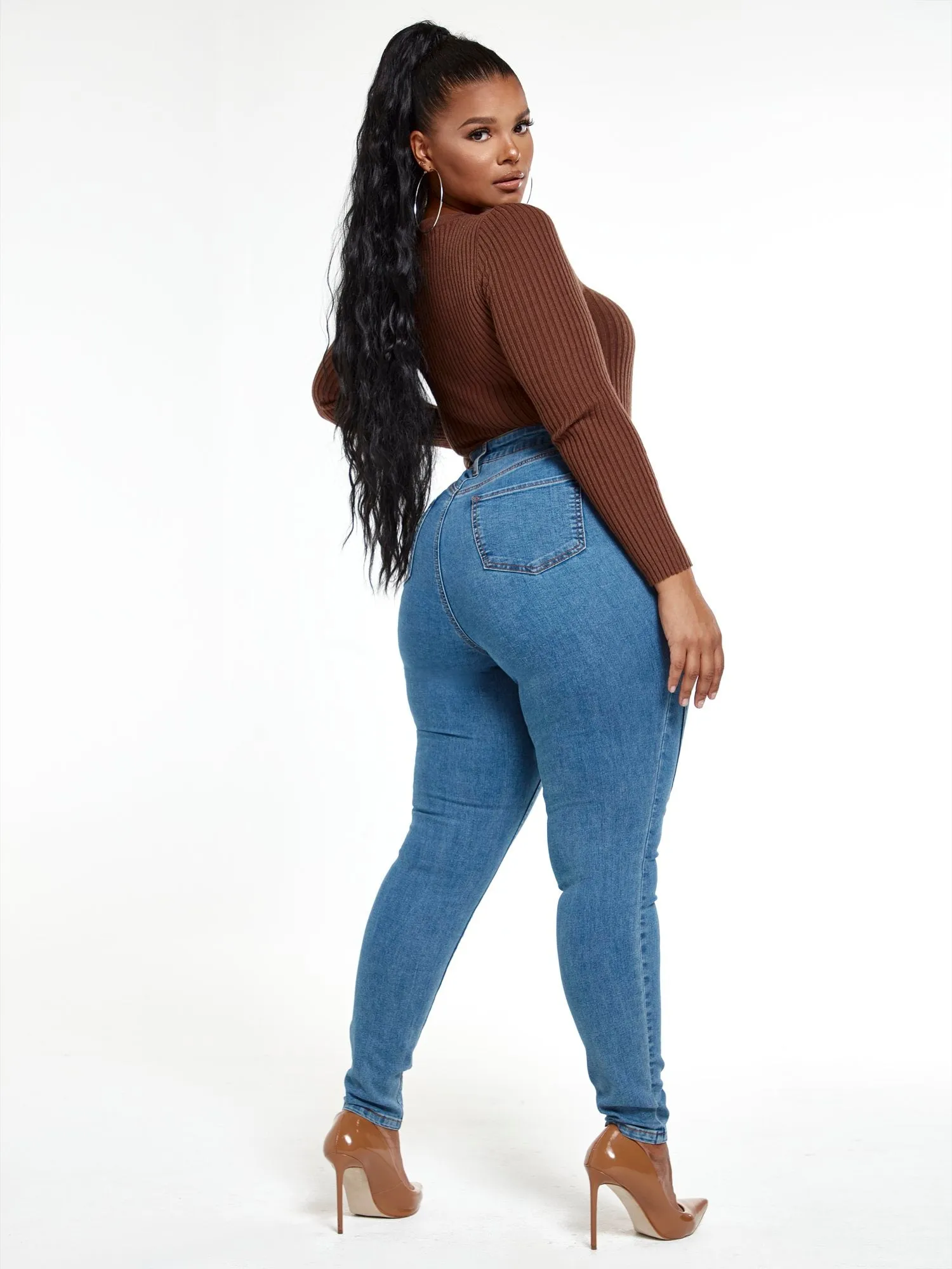 High Rise Skinny Jeans with Seam Detail
