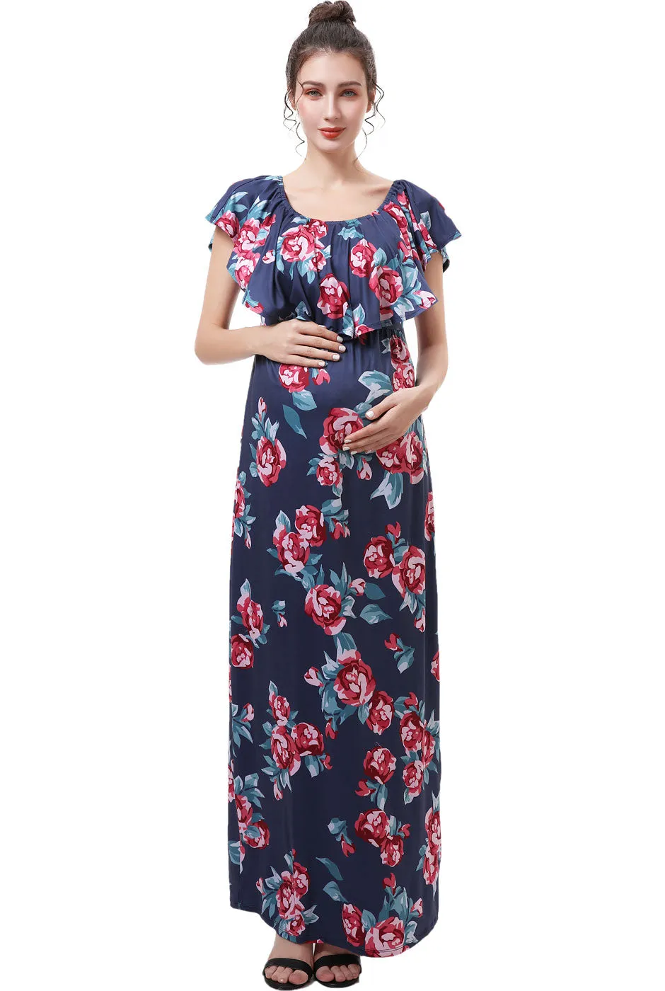 Kimi   Kai Maternity "Brielle" Nursing Floral Print Maxi Dress