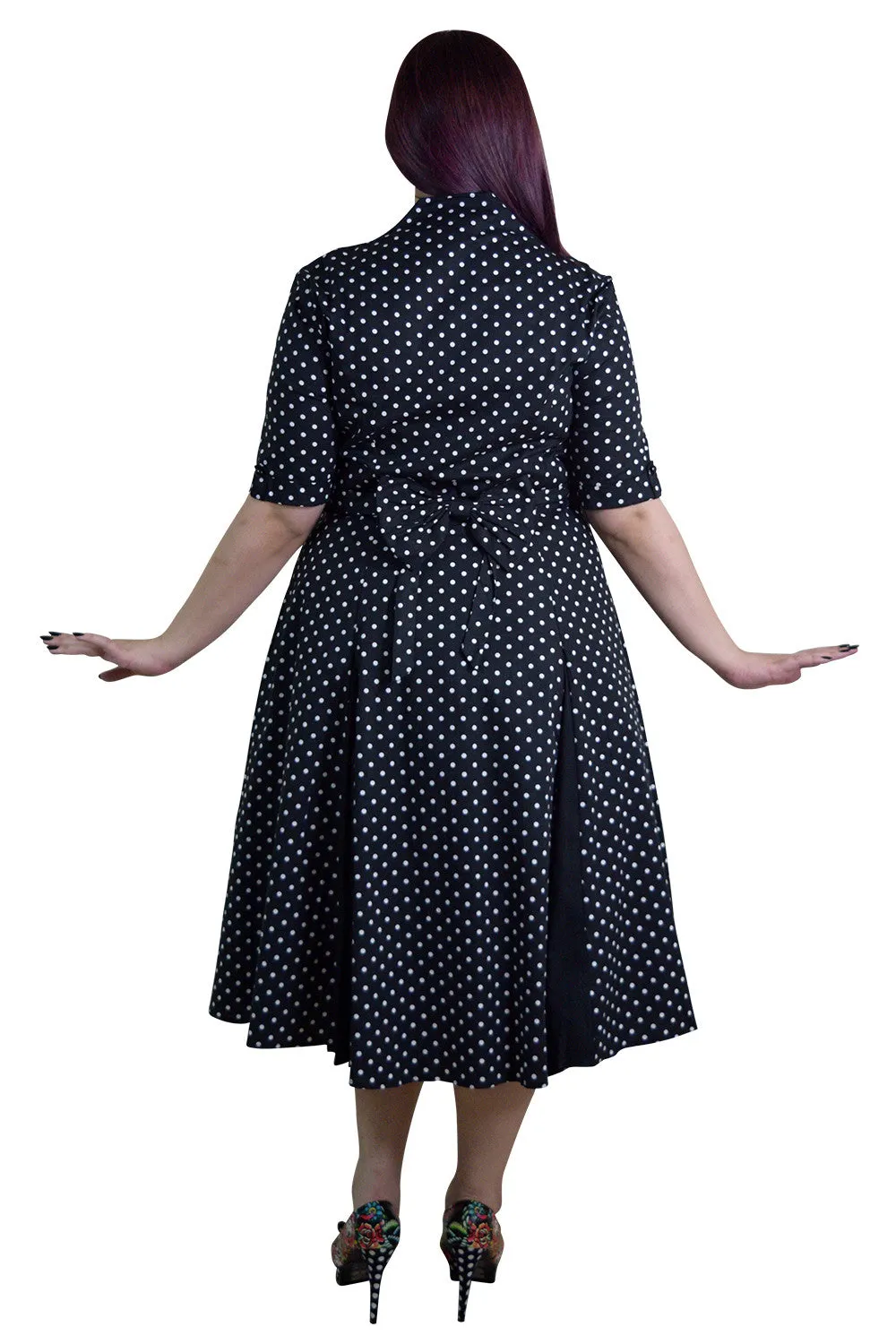 Plus Size 50's Retro Design Polka Dot Party Swing Dress