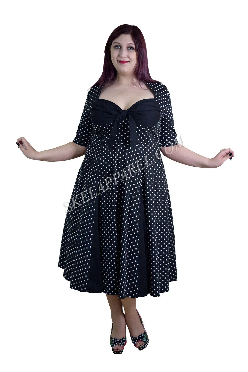 Plus Size 50's Retro Design Polka Dot Party Swing Dress