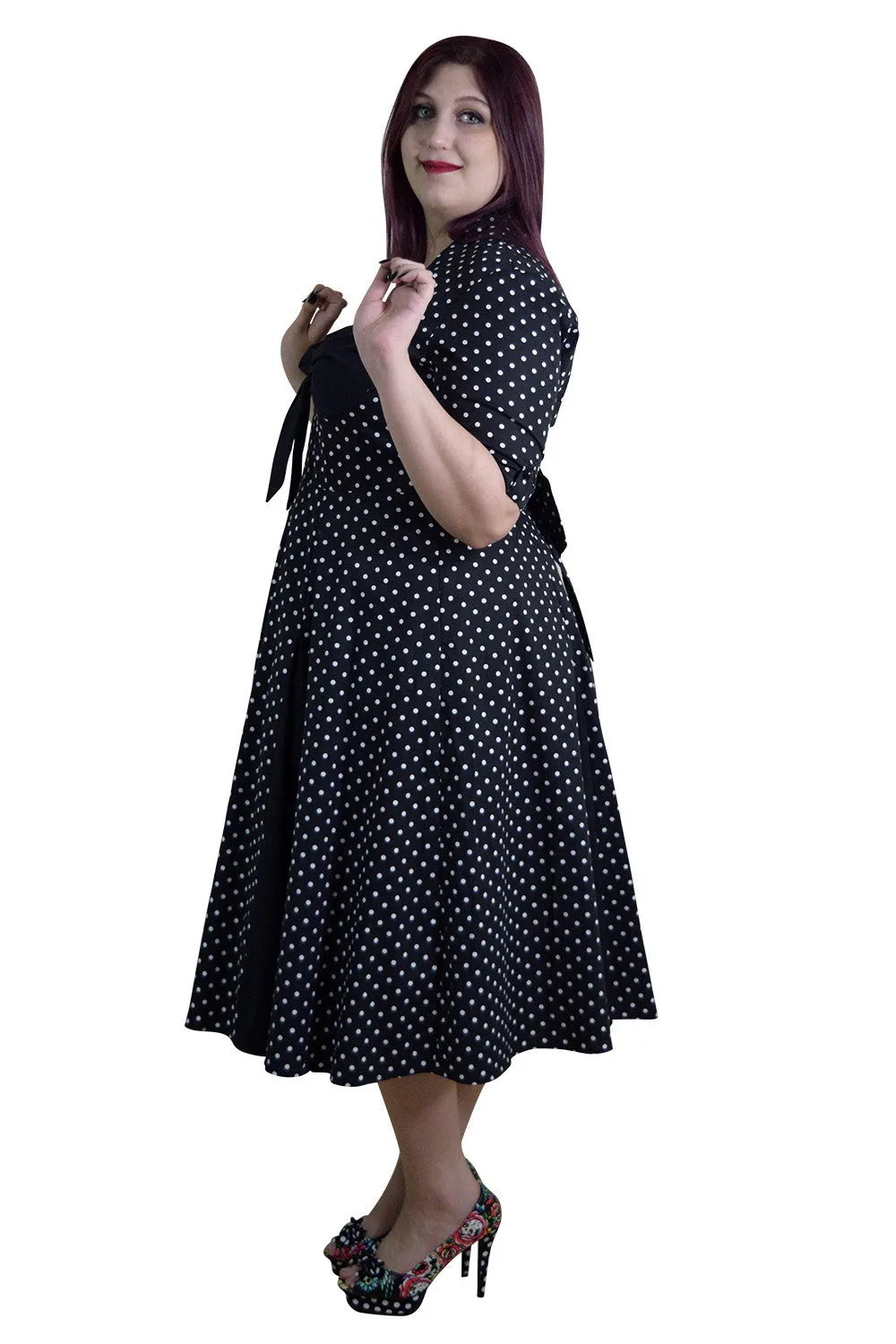 Plus Size 50's Retro Design Polka Dot Party Swing Dress