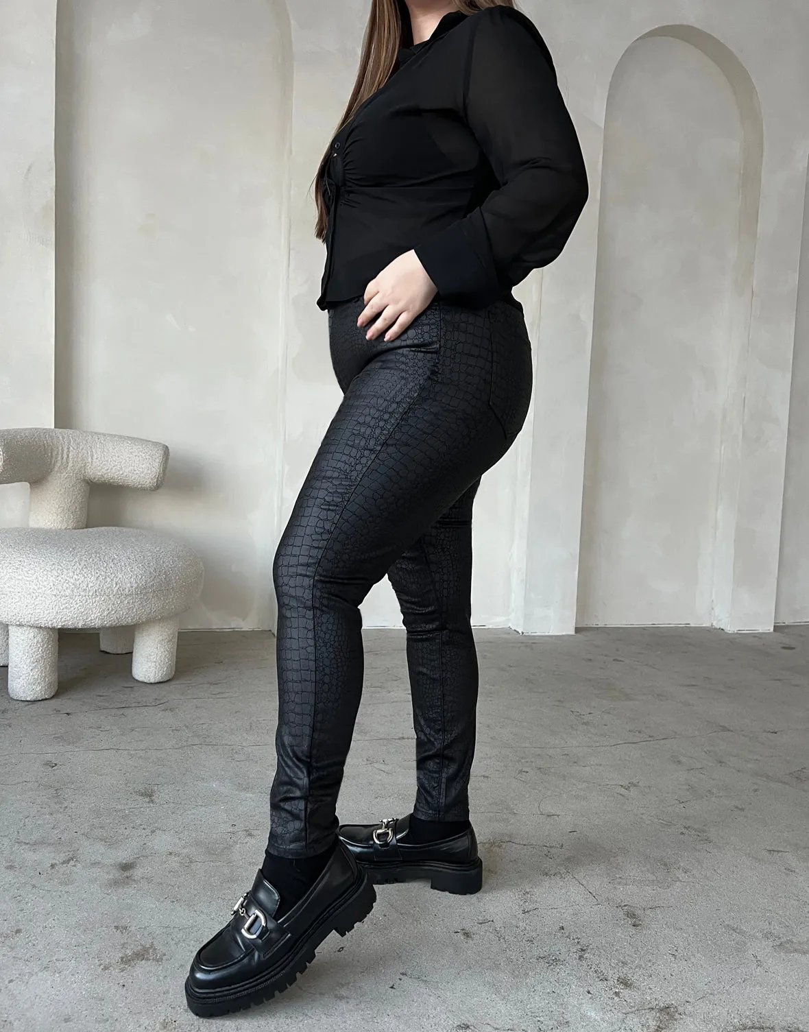 Plus Size Crocodile Printed Jeans