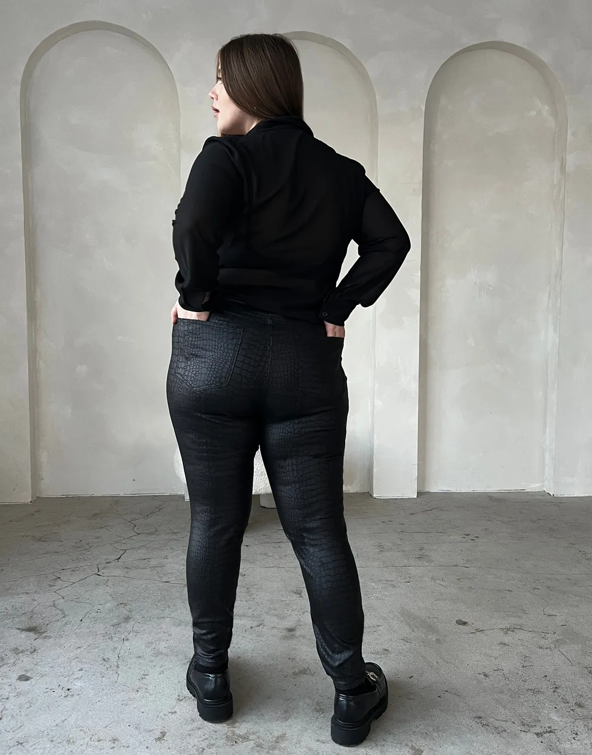 Plus Size Crocodile Printed Jeans