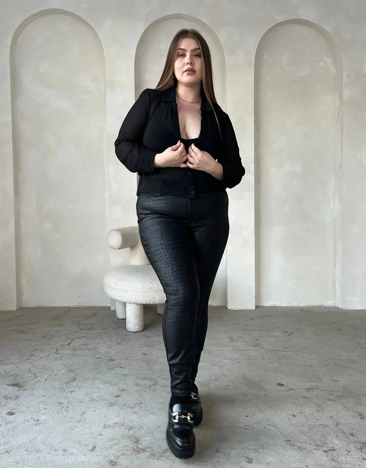 Plus Size Crocodile Printed Jeans