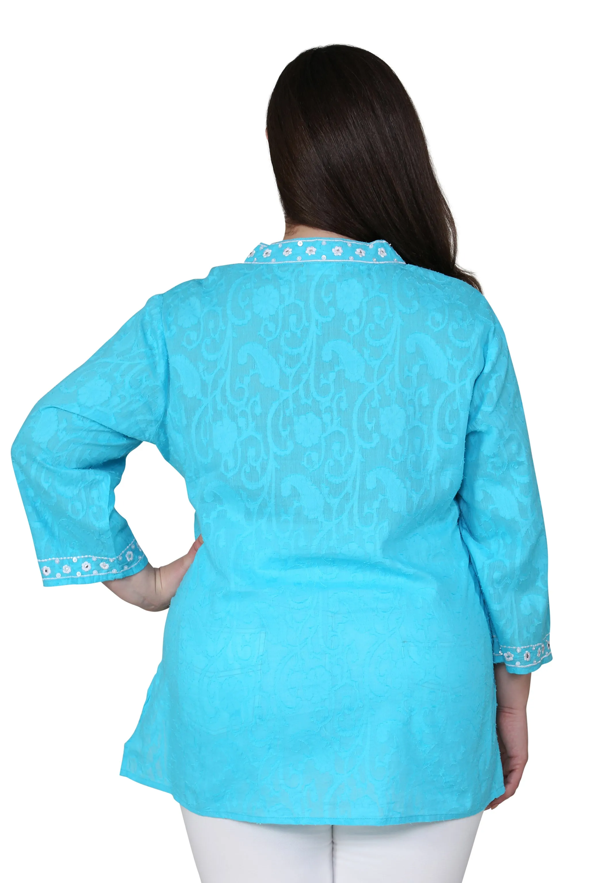 Plus Size Floral Embroidered Tunic Top