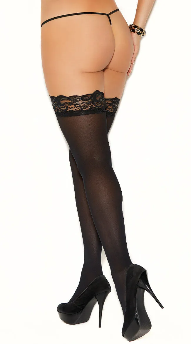 Plus Size Opaque Lace Thigh Highs