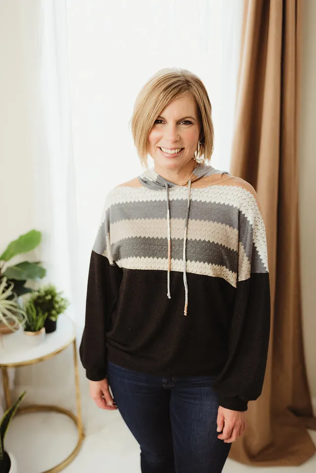 Print Colorblock Hoodie