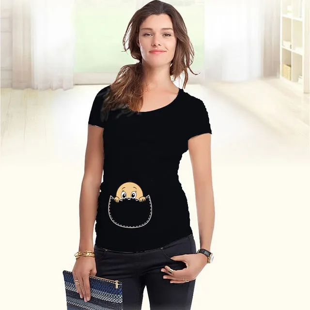 "Baby peeking out" 2018 New Maternity Shirt specialized for pregnant women