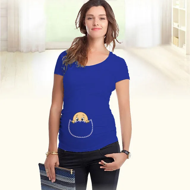 "Baby peeking out" 2018 New Maternity Shirt specialized for pregnant women