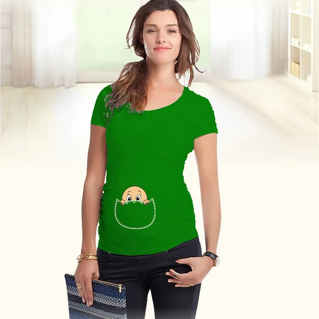 "Baby peeking out" 2018 New Maternity Shirt specialized for pregnant women