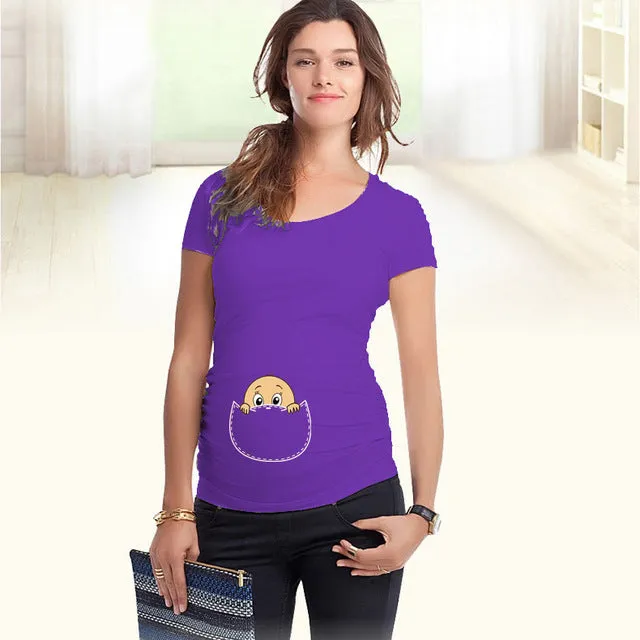 "Baby peeking out" 2018 New Maternity Shirt specialized for pregnant women