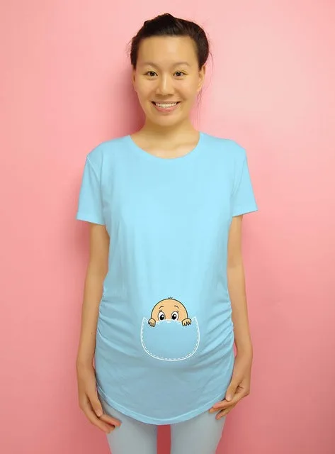 "Baby peeking out" 2018 New Maternity Shirt specialized for pregnant women