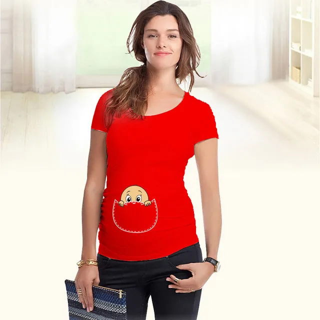 "Baby peeking out" 2018 New Maternity Shirt specialized for pregnant women