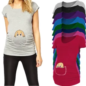 "Baby peeking out" 2018 New Maternity Shirt specialized for pregnant women
