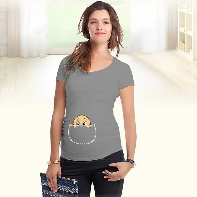 "Baby peeking out" 2018 New Maternity Shirt specialized for pregnant women