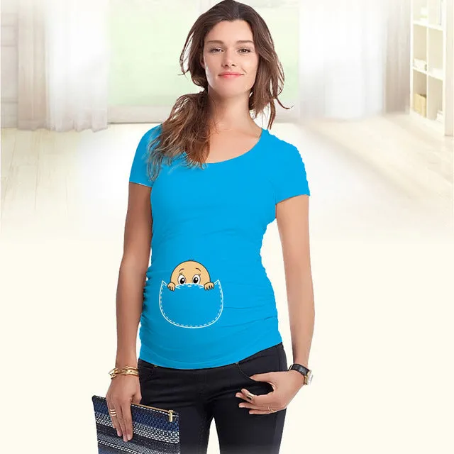 "Baby peeking out" 2018 New Maternity Shirt specialized for pregnant women