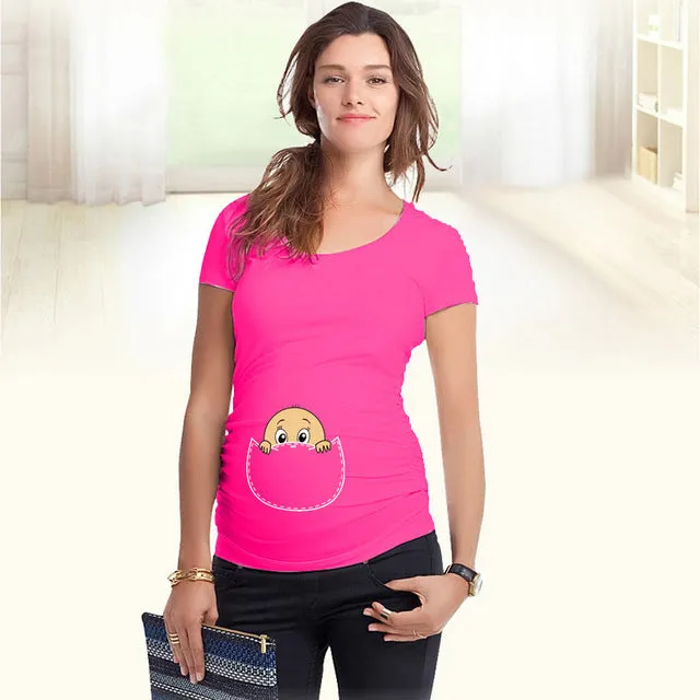 "Baby peeking out" 2018 New Maternity Shirt specialized for pregnant women