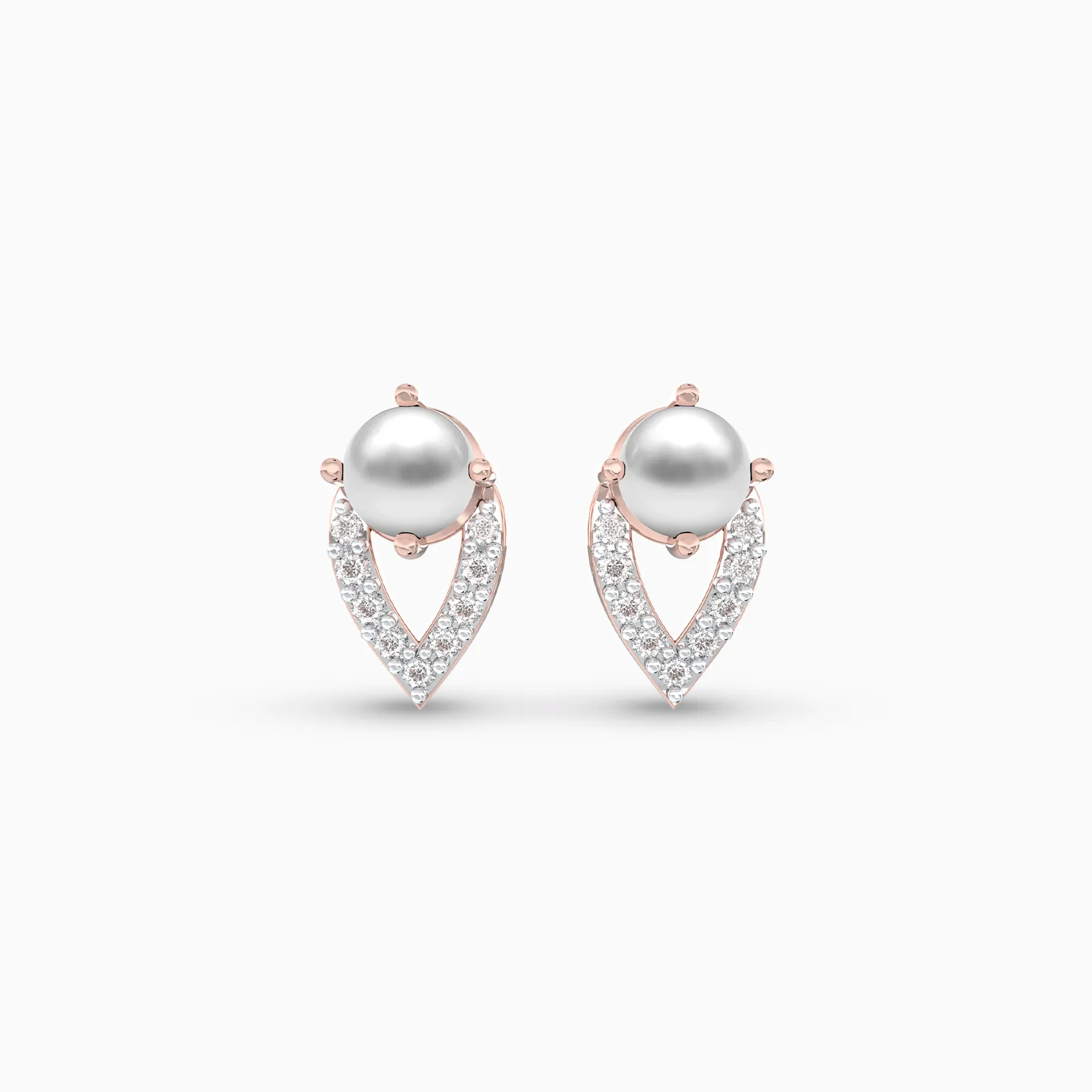 Rose Gold Cutesy Pearl and Diamond Earstud