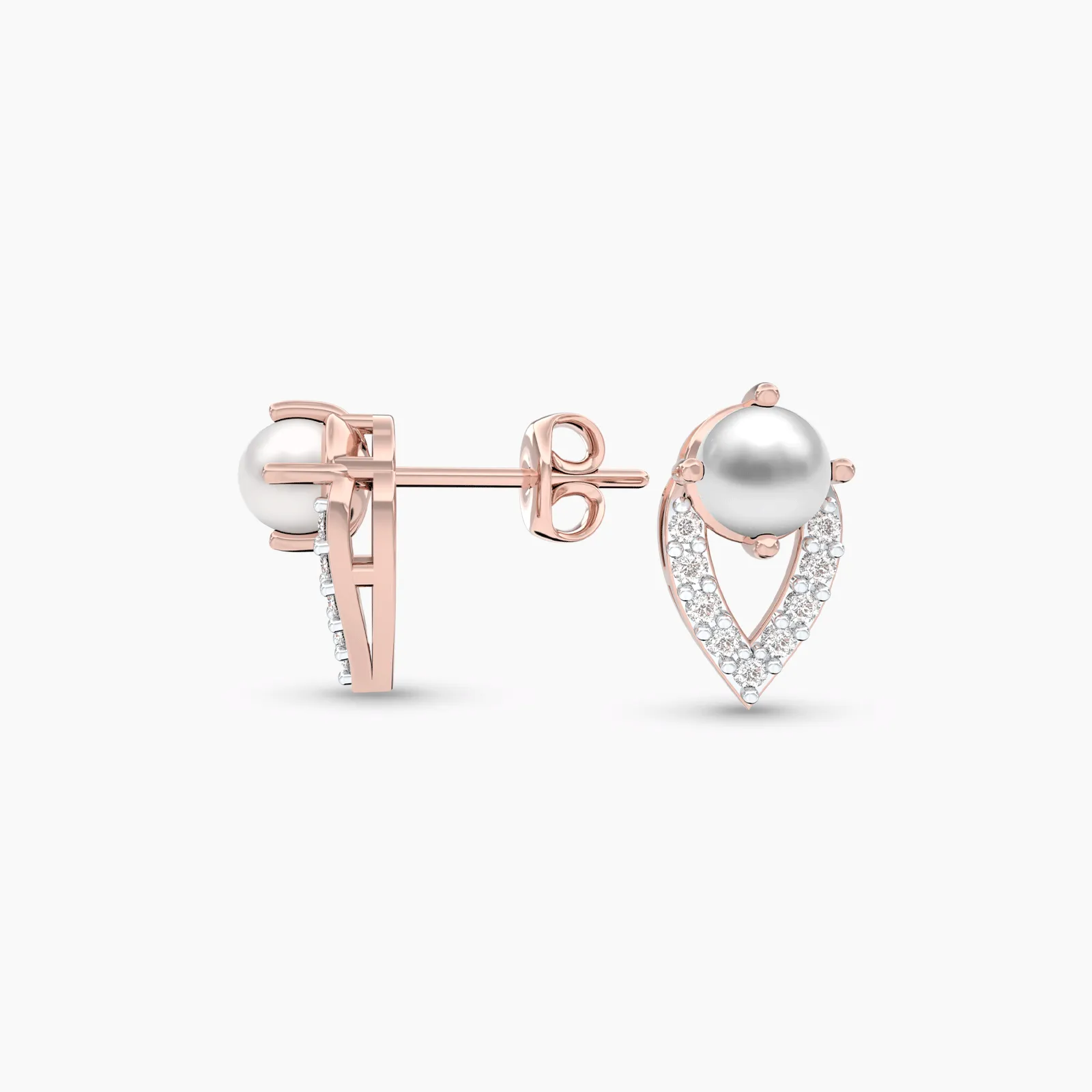 Rose Gold Cutesy Pearl and Diamond Earstud