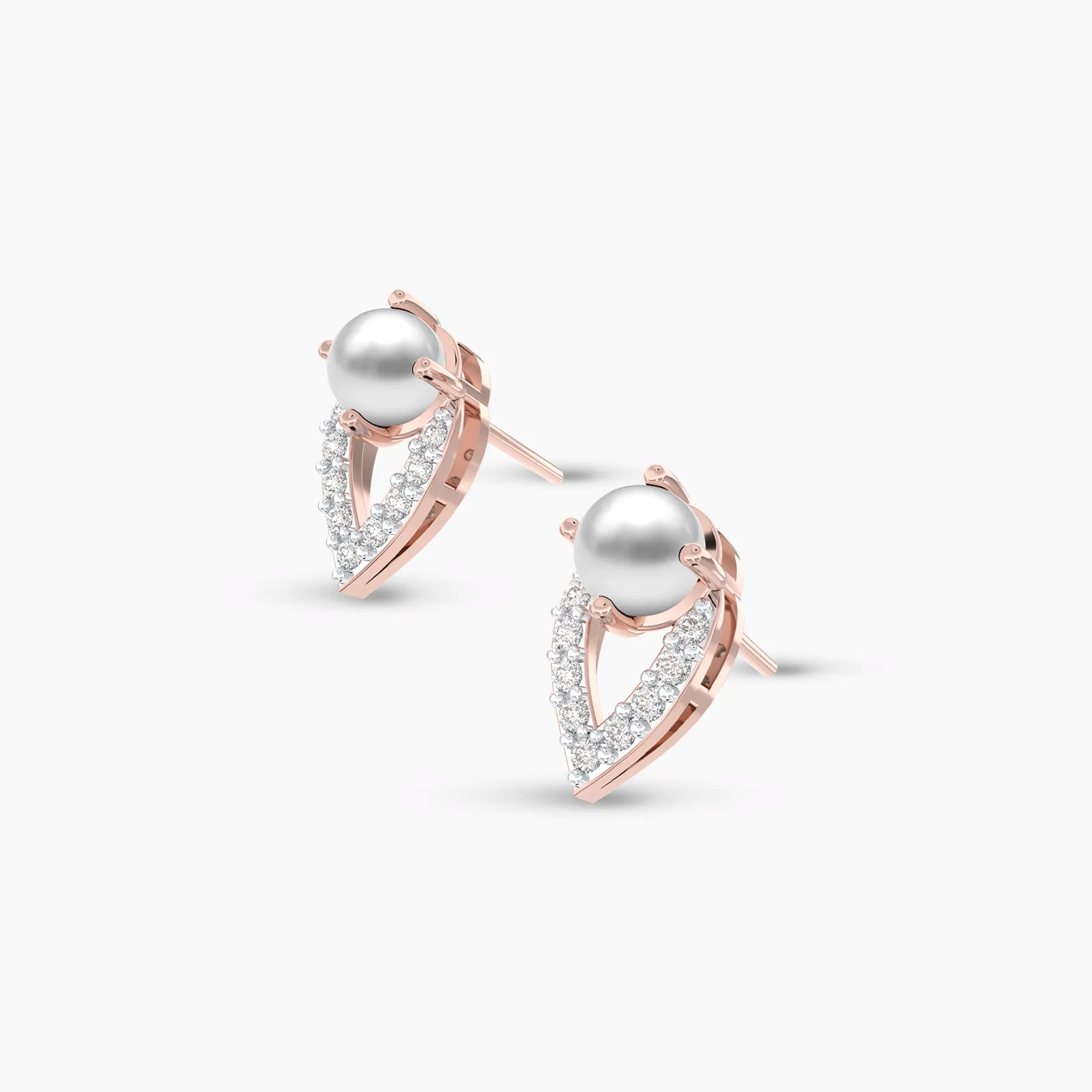 Rose Gold Cutesy Pearl and Diamond Earstud