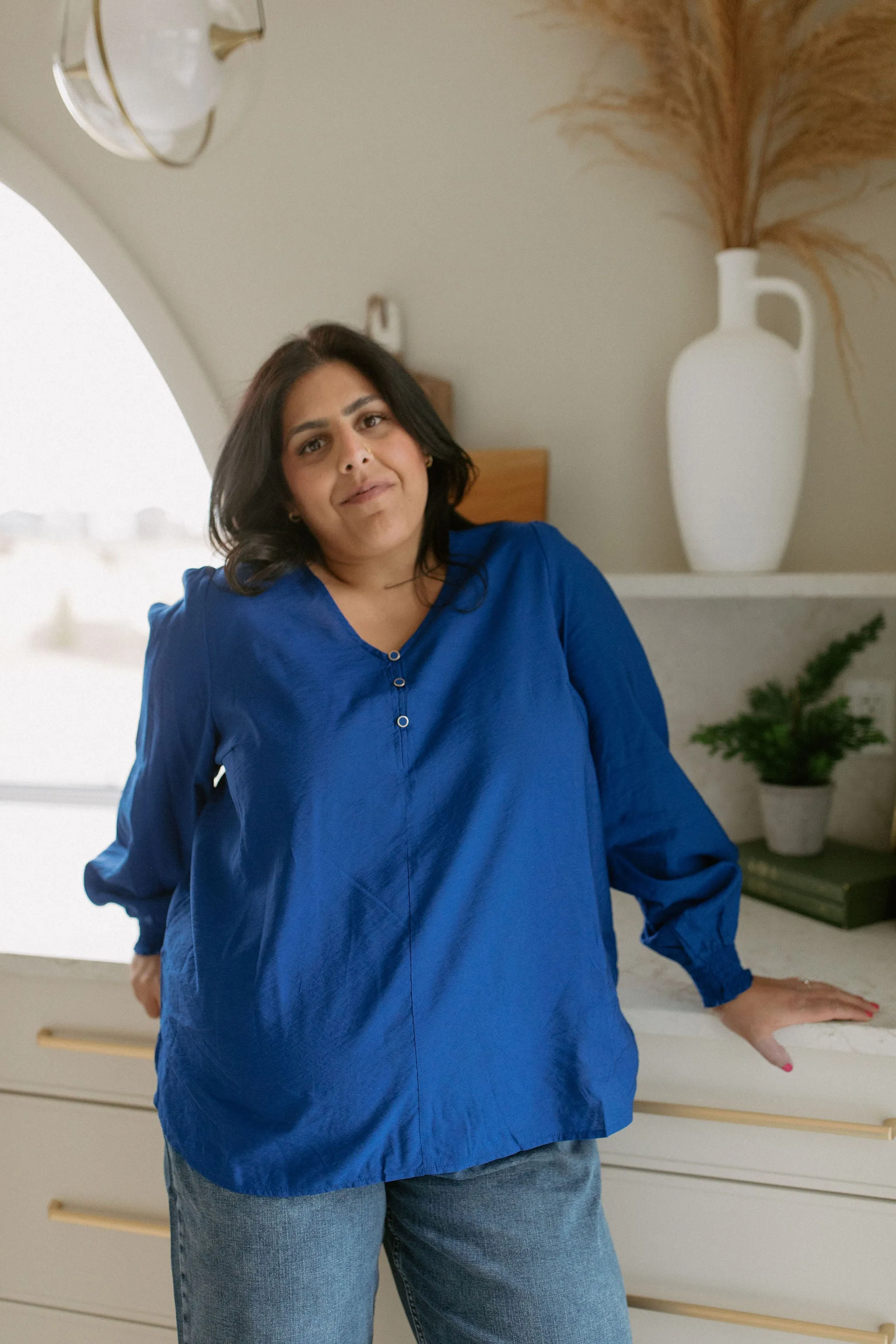 The Nita Blouse - Bellwether Blue - PLUS