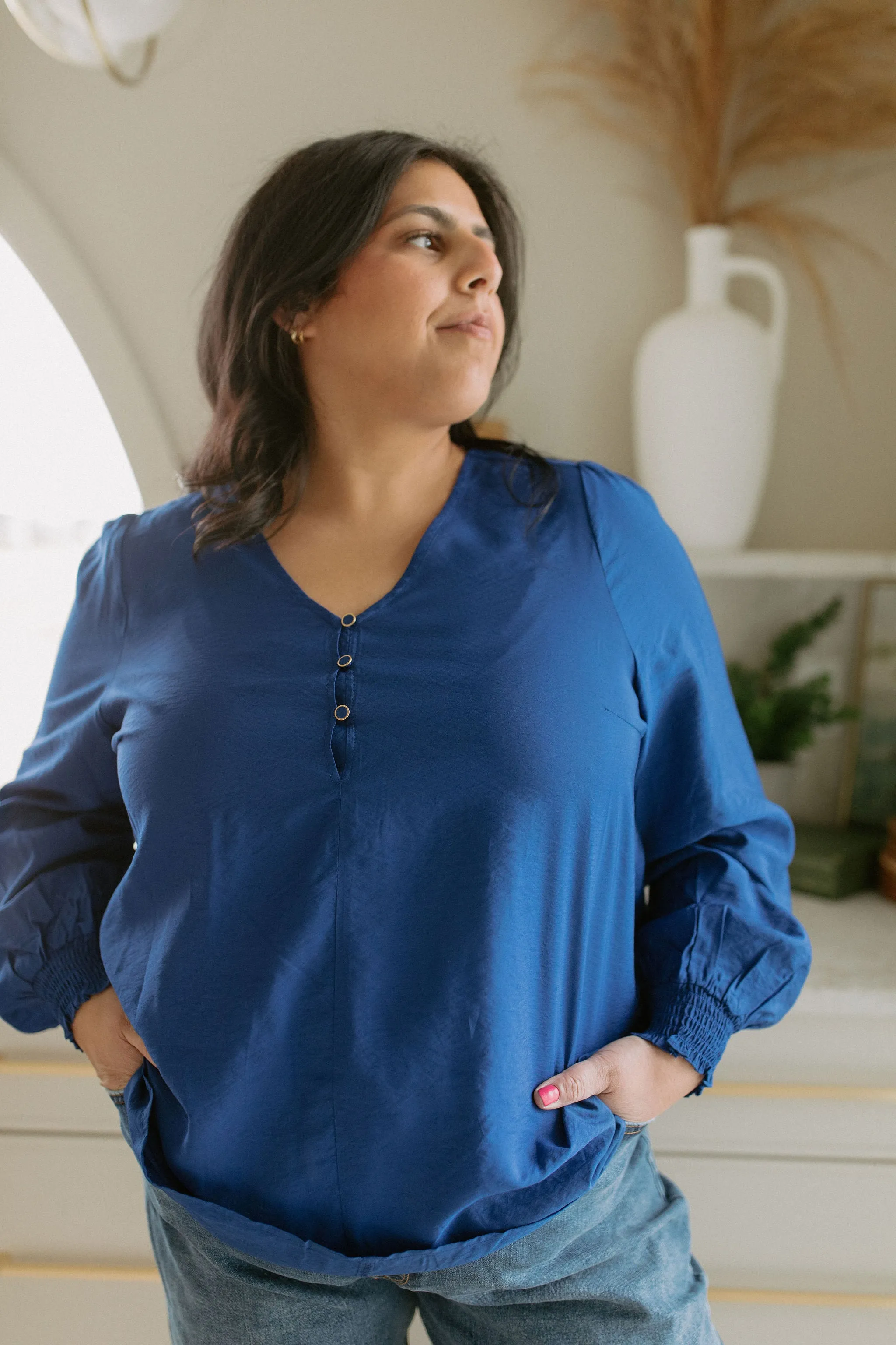 The Nita Blouse - Bellwether Blue - PLUS