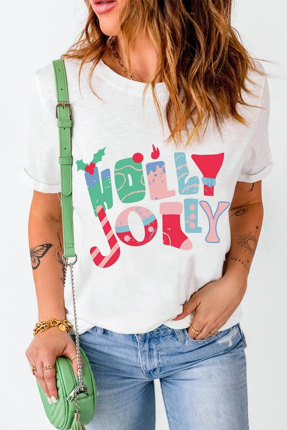 White Neon "HOLLY JOLLY" T-Shirt