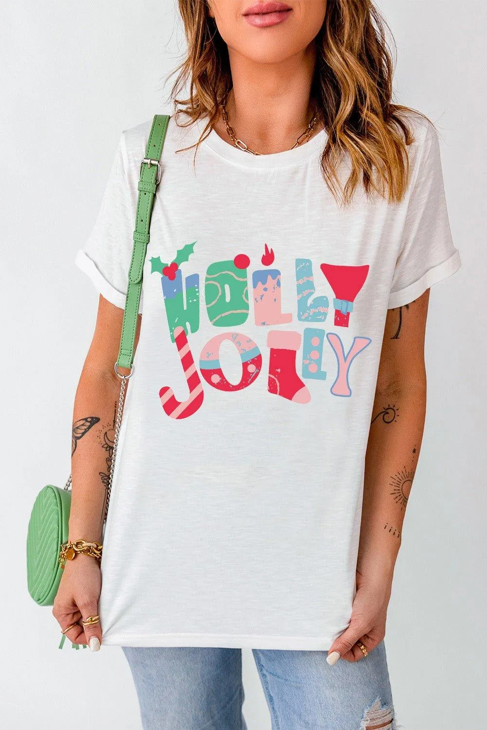 White Neon "HOLLY JOLLY" T-Shirt