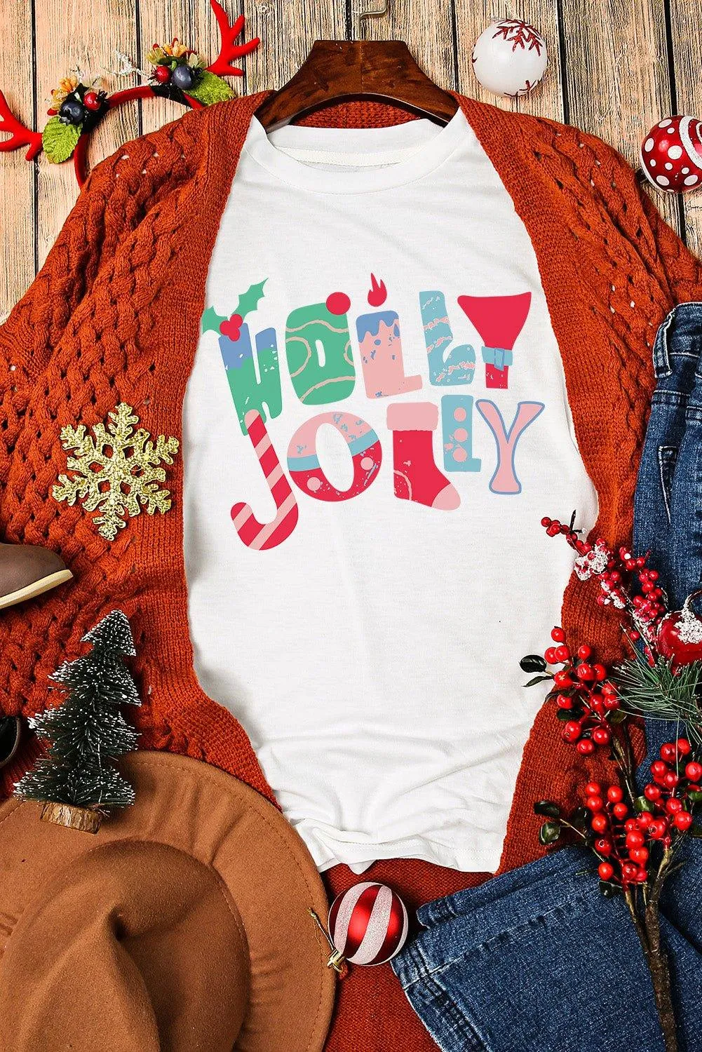 White Neon "HOLLY JOLLY" T-Shirt