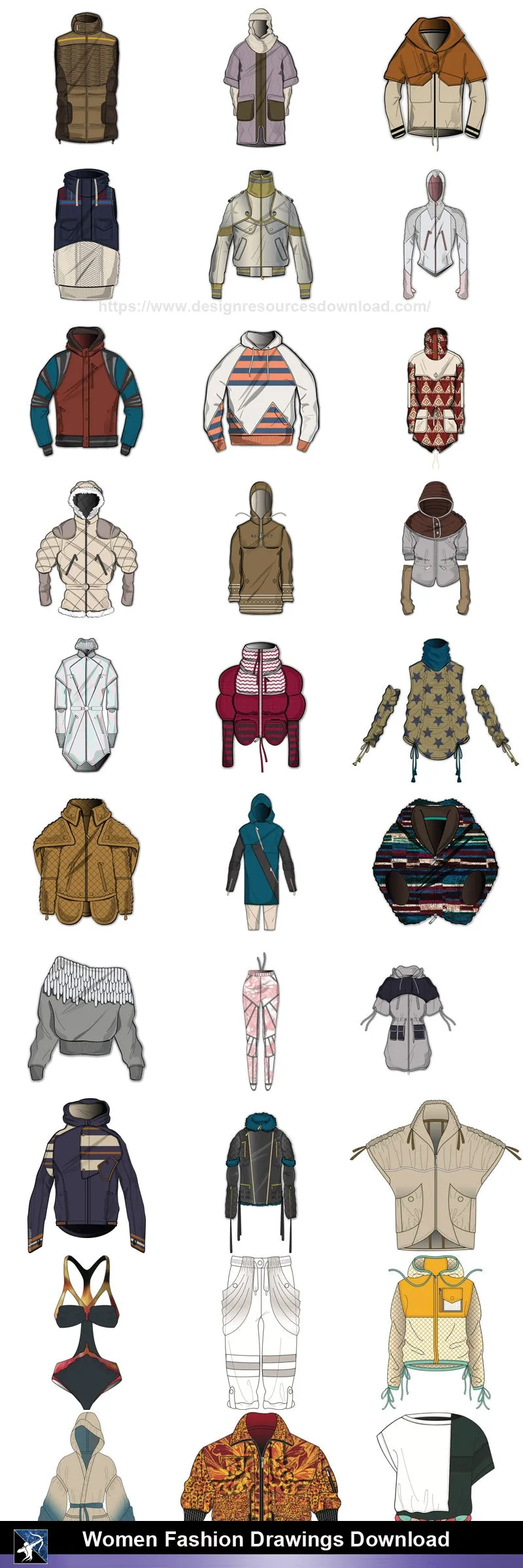 ★Women Fashion Drawings Download  V.1-Women Dresses,Tops,Skirts,Shoes Design Drawings