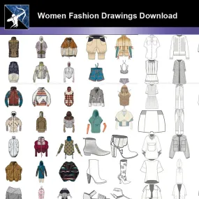 ★Women Fashion Drawings Download  V.1-Women Dresses,Tops,Skirts,Shoes Design Drawings