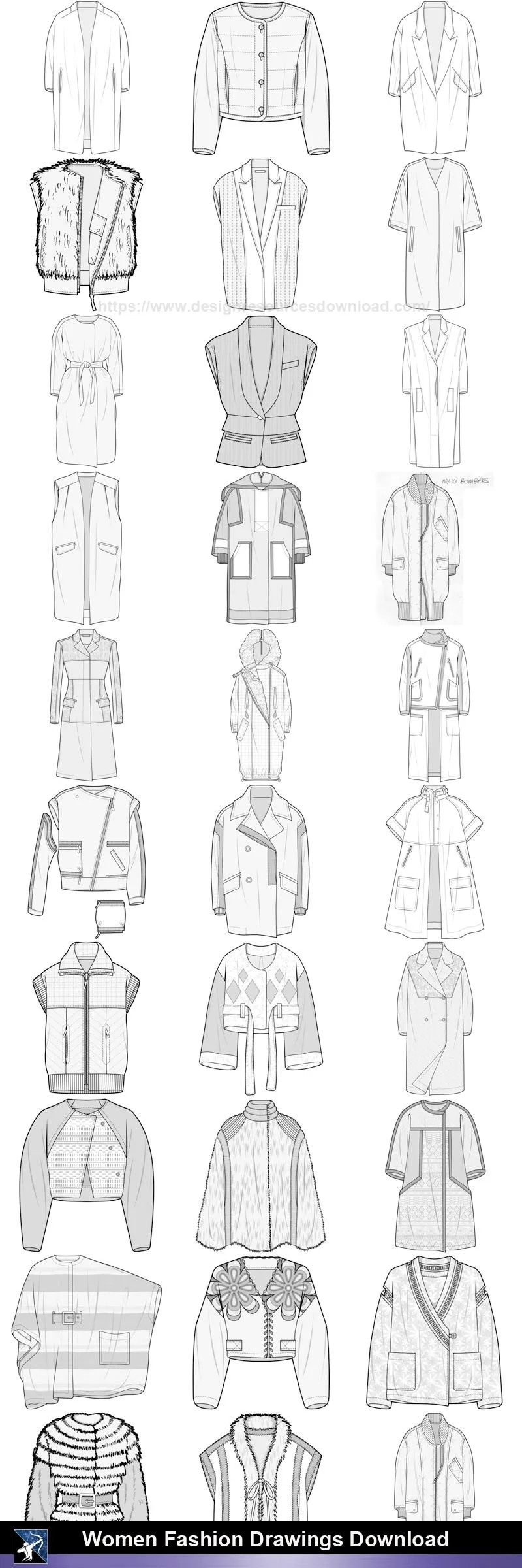 ★Women Fashion Drawings Download  V.3-Women Dresses,Tops,Skirts,Shoes Design Drawings