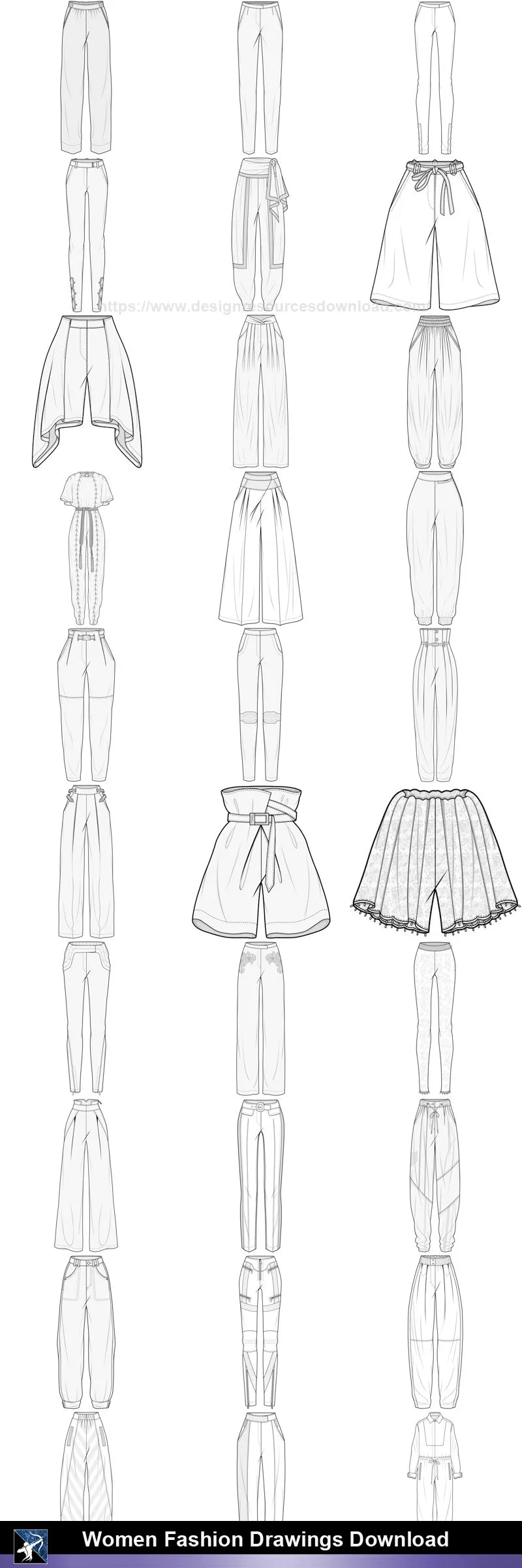 ★Women Fashion Drawings Download  V.3-Women Dresses,Tops,Skirts,Shoes Design Drawings