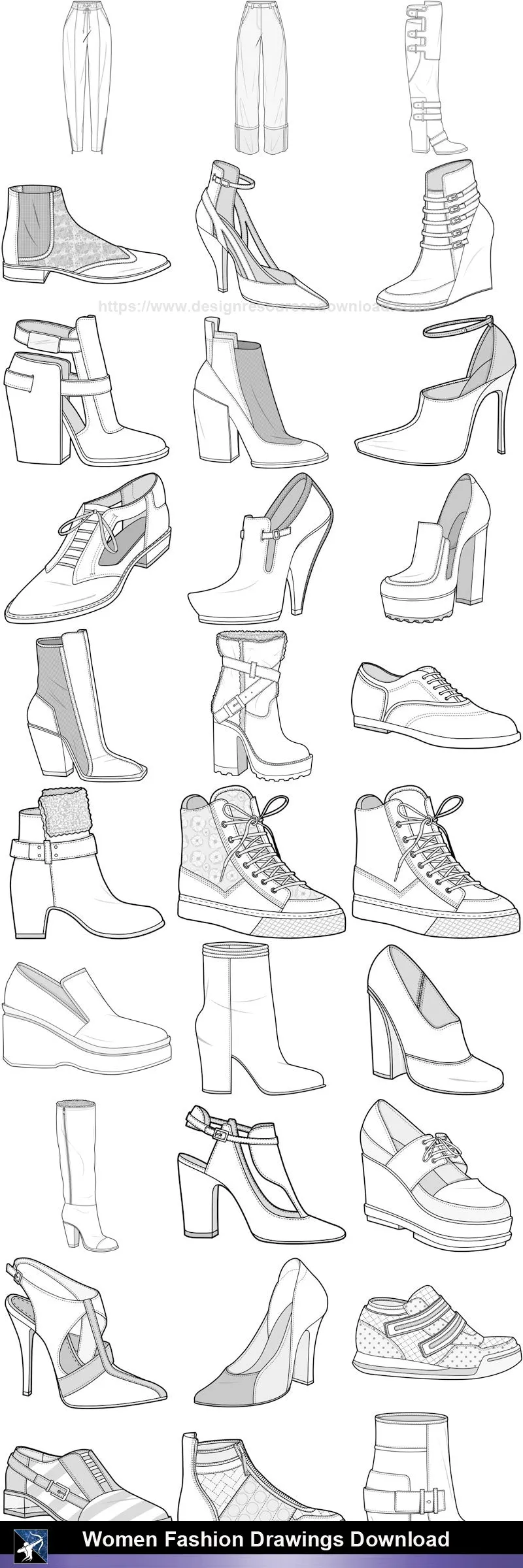 ★Women Fashion Drawings Download  V.3-Women Dresses,Tops,Skirts,Shoes Design Drawings