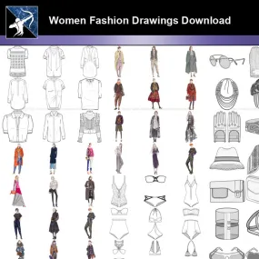 ★Women Fashion Drawings Download  V.3-Women Dresses,Tops,Skirts,Shoes Design Drawings