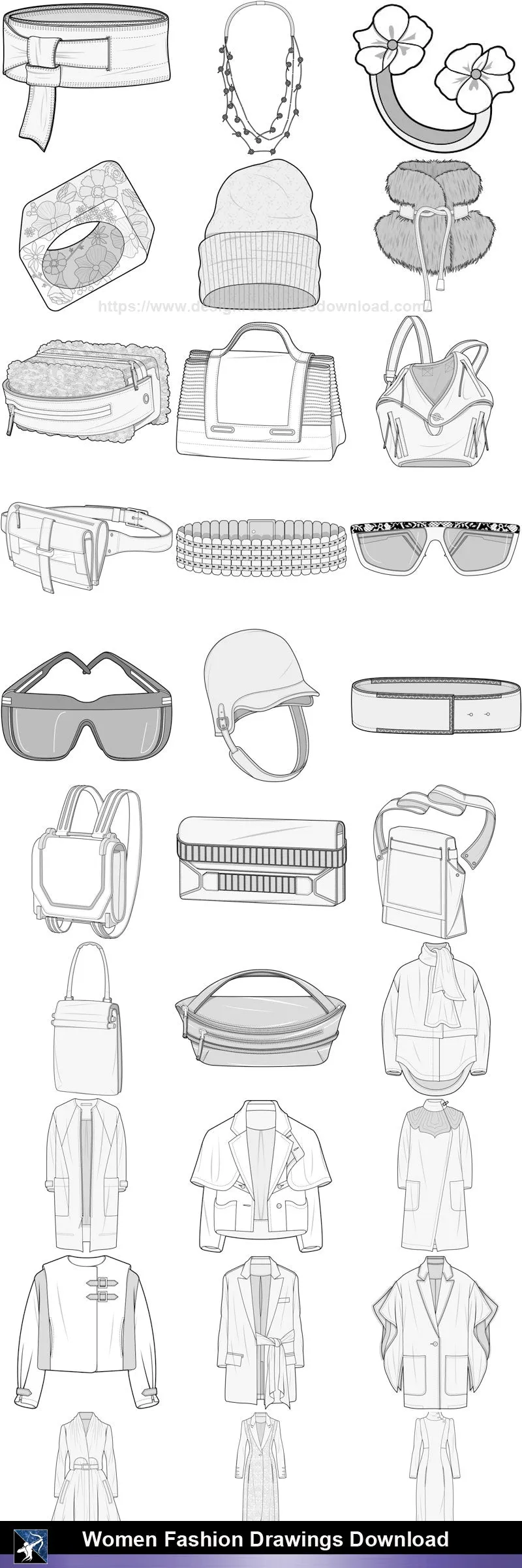 ★Women Fashion Drawings Download  V.3-Women Dresses,Tops,Skirts,Shoes Design Drawings
